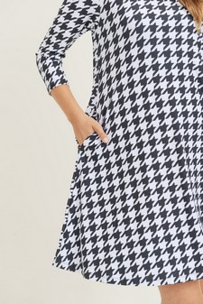 Women's Houndstooth 3/4 Sleeve Dress style 8