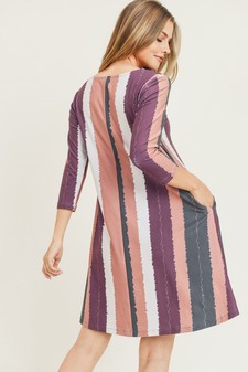 Women's Multi-Striped Swing Dress with Pockets style 5