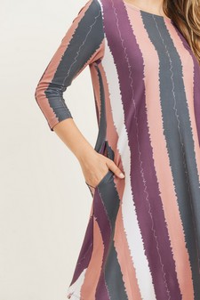 Women's Multi-Striped Swing Dress with Pockets style 7