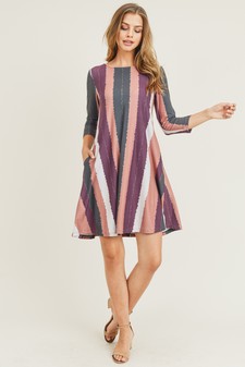 Women's Multi-Striped Swing Dress with Pockets style 9