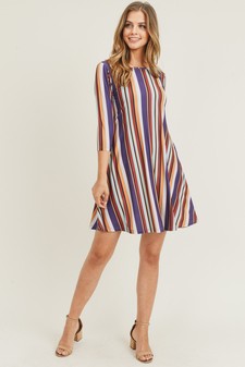 Women's Multi-Striped Swing Dress with Pockets style 6