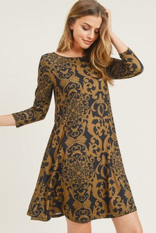 Women's Glamour Swirl Pattern A-Line Dress style 3