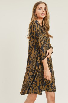 Women's Glamour Swirl Pattern A-Line Dress style 5