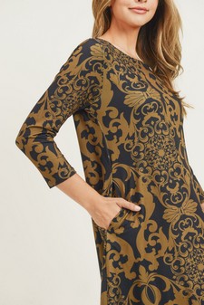 Women's Glamour Swirl Pattern A-Line Dress style 8