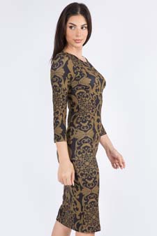 Women's Swirl Pattern Midi Bodycon Dress style 2