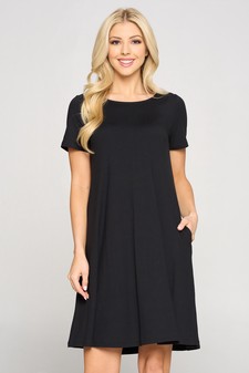 Women's Short Sleeve A-line Dress with Pockets style 4