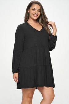 Women’s V-neck Tiered Ribbed Flowy Dress style 2
