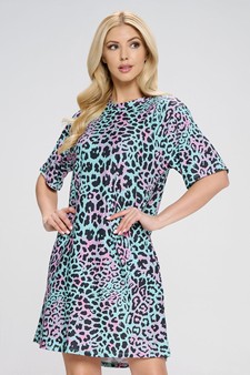 Lady's T-Shirt Leopard Print Dress style 2