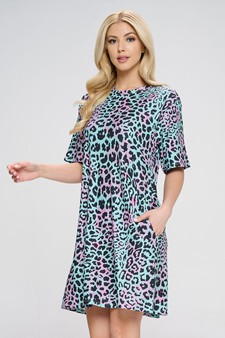Lady's T-Shirt Leopard Print Dress style 3