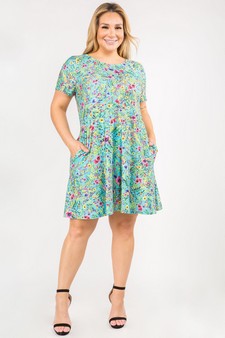Blossoming Floral Print A-line Dress with Pockets style 4