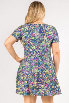 Blossoming Floral Print A-line Dress with Pockets style 3