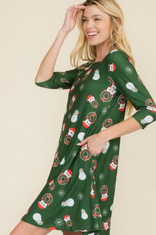 Women’s Holiday Cheer Print Christmas Dress style 2