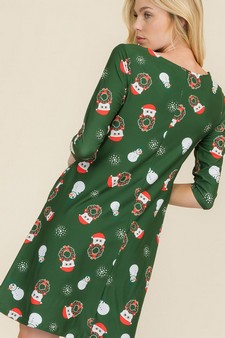 Women’s Holiday Cheer Print Christmas Dress style 4