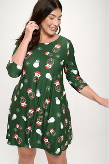 Women’s Holiday Cheer Print Christmas Dress style 4