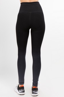 Women's Ombre Moto Ridge Detail High Performance Activewear Compression Leggings style 4