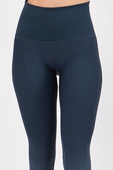 Women's Ombre Moto Ridge Detail High Performance Activewear Compression Leggings style 7