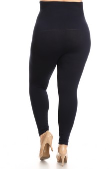 Plus Size High Waist Cotton Compression Tights with French Terry style 3
