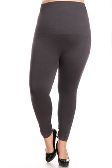 Plus Size High Waist Compression Tights with French Terry Lining style 2