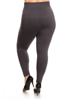 Plus Size High Waist Compression Tights with French Terry Lining style 3
