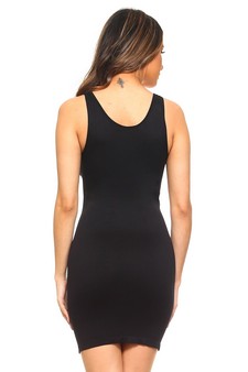 Women's Seamless Long Tank Slip Dress Black Color style 3