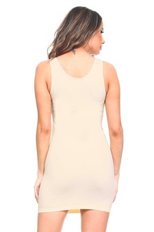 Women's Seamless Long Tank Slip Dress Ivory Color style 3