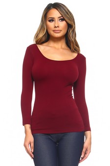 Lady's Seamless Long Sleeve Scoop Neck Top style 2