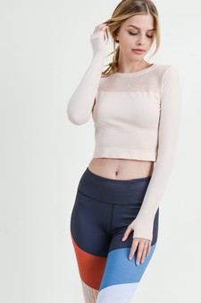 Women’s Mesh Detailed Long Sleeve Athleisure Crop Top style 2
