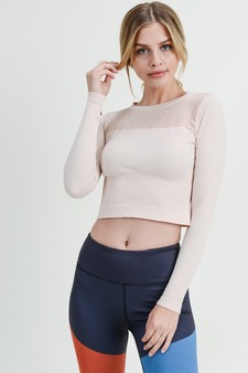 Women’s Mesh Detailed Long Sleeve Athleisure Crop Top style 4
