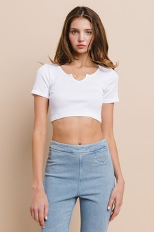 Ribbed Short Sleeve Cropped Top style 4