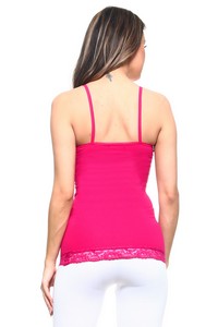 Women's Spaghetti Lace Trimmed Long Tank Top style 3