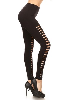 Lady's Cut Out Distressed Leggings style 2