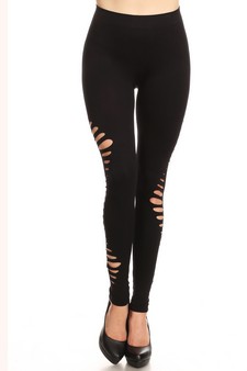 Cut Out Side Ripped Detail Leggings style 2