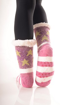 Women's Non-slip USA Flag Vintage Accent Slipper Socks style 3