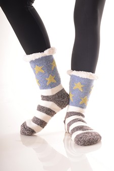 Women's Non-slip USA Flag Vintage Accent Slipper Socks style 6