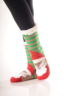 Women's Non-slip Faux Sherpa Christmas Character Slipper Sock style 2