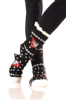 Women's Non-slip Faux Sherpa Santa Claus Christmas Slipper Socks style 6