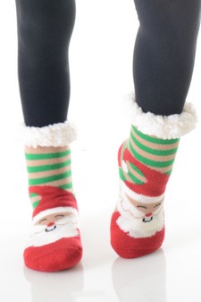 Kids Non-slip Christmas Character Faux Sherpa Slipper Socks style 2