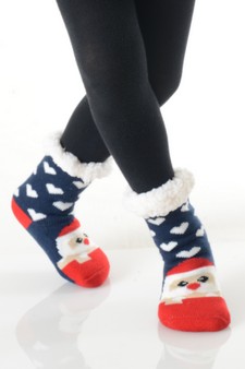 Kids Non-slip Christmas Character Faux Sherpa Slipper Socks style 6
