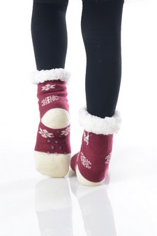 Kid's Non-slip Faux Sherpa Holiday Character Slipper Socks style 10