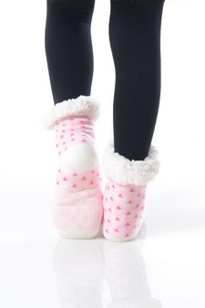 Kid's Non-slip Faux Sherpa Holiday Character Slipper Socks style 13