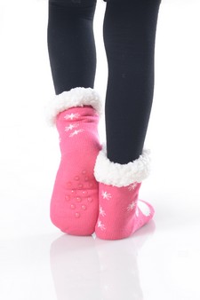 Kid's Non-slip Faux Sherpa Holiday Character Slipper Socks style 16
