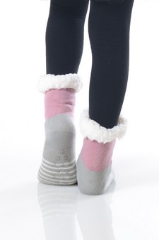 Kid's Non-slip Faux Sherpa Holiday Character Slipper Socks style 19
