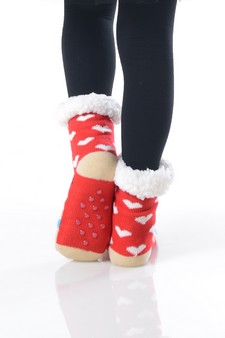 Kid's Non-slip Faux Sherpa Holiday Character Slipper Socks style 3