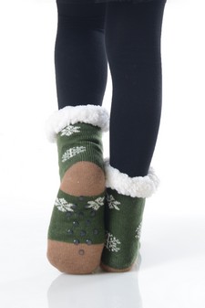 Kid's Non-slip Faux Sherpa Holiday Character Slipper Socks style 7