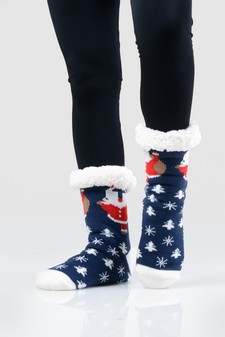 Women's Non-slip Pug Santa Claus Christmas Slipper Socks style 11