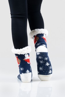 Women's Non-slip Pug Santa Claus Christmas Slipper Socks style 12
