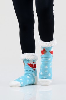 Women's Non-slip Pug Santa Claus Christmas Slipper Socks style 13