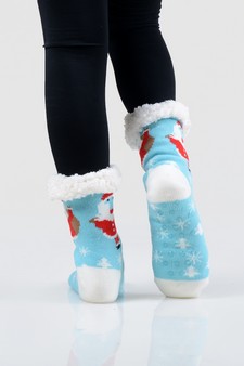 Women's Non-slip Pug Santa Claus Christmas Slipper Socks style 14