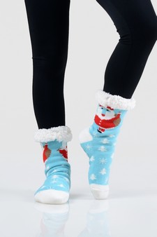 Women's Non-slip Pug Santa Claus Christmas Slipper Socks style 15