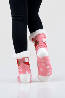 Women's Non-slip Pug Santa Claus Christmas Slipper Socks style 18